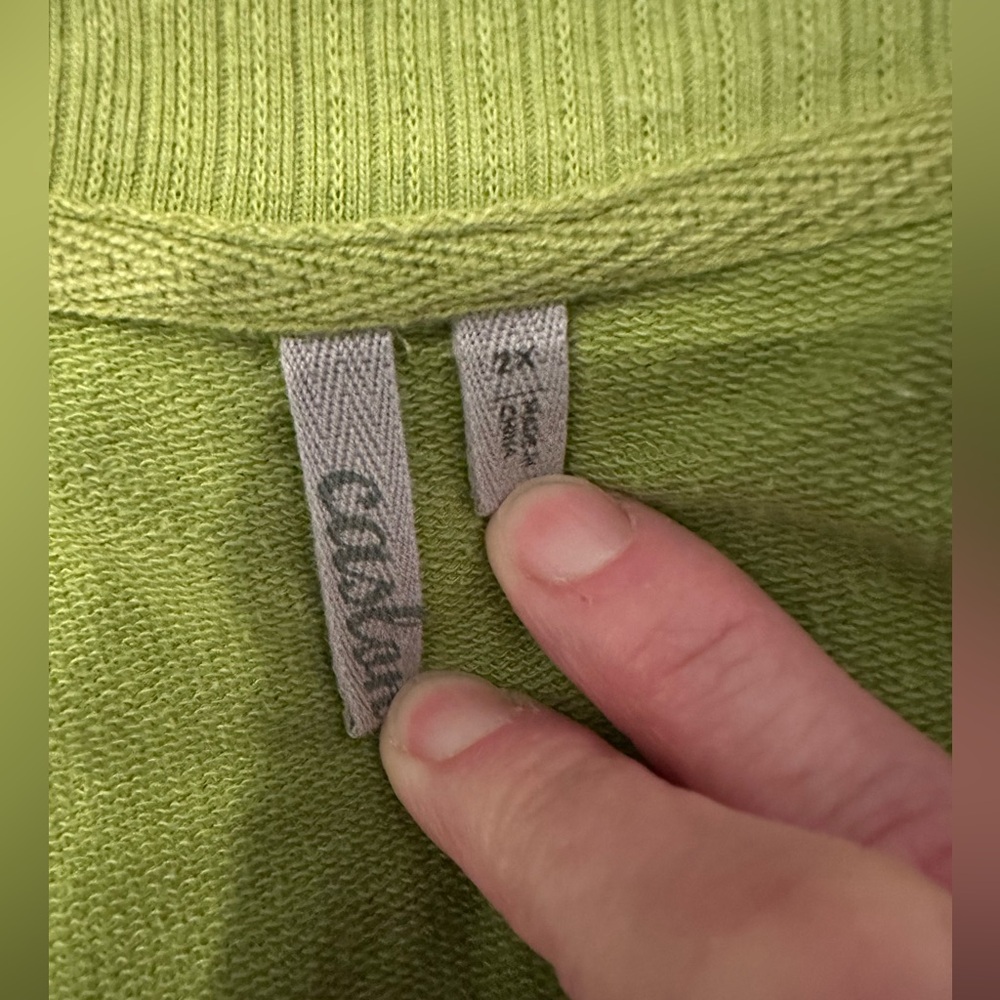 Caslon Jacket Women's Size 2XL Green Cotton Knit Full Zip Casual Layering - Picture 4 of 9